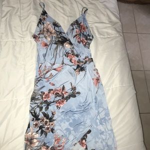 Wrap floral silky dress